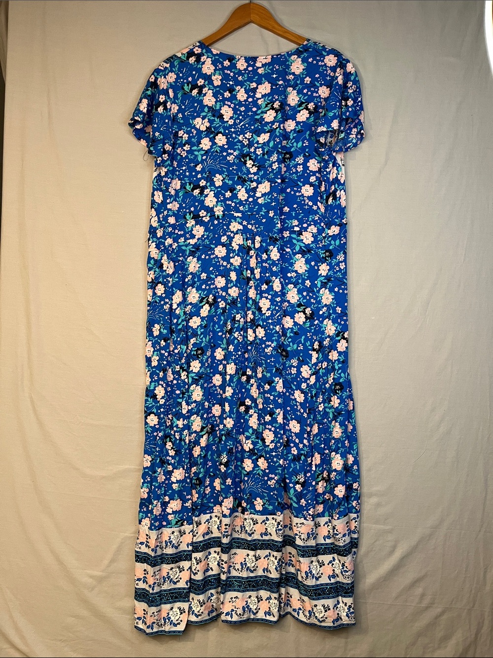 Blue Floral Tie-Waist Full Length Cover Up - Women’s Large - Picture 4 of 4